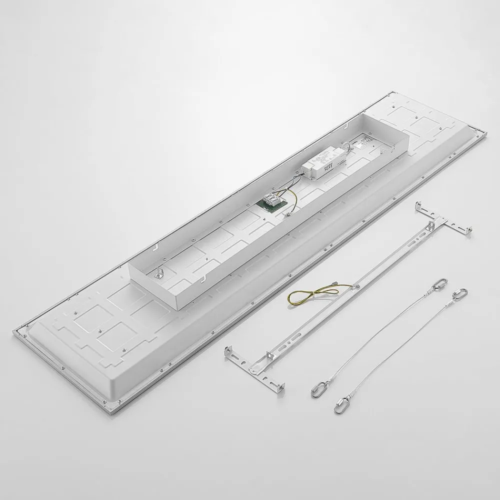 Lindby Arbejdsrum/Kontor|Gang > LED-panel Stenley, 4.000 K, 120 cm x 30 cm, sølv/hvid