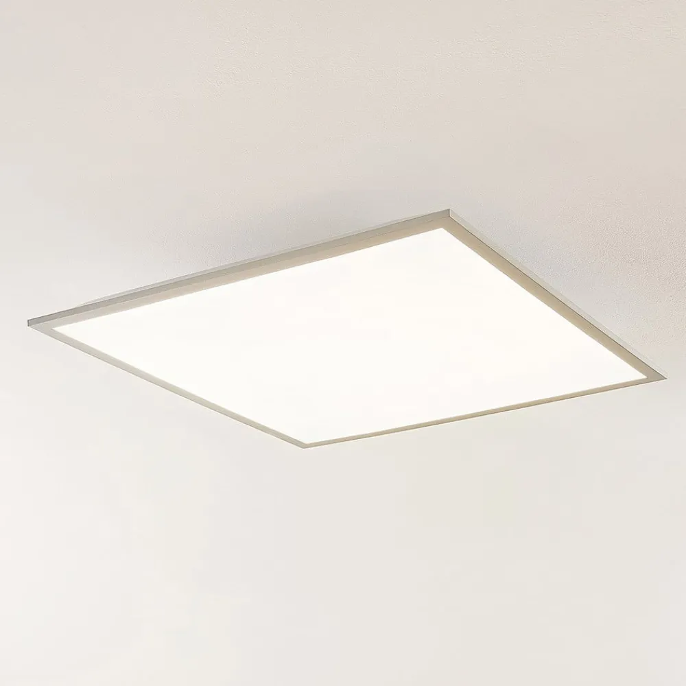 Arbejdsrum/Kontor|Gang ^ Lindby LED-panel Stenley, 4.000 K, 60 cm x 60 cm, sølv/hvid