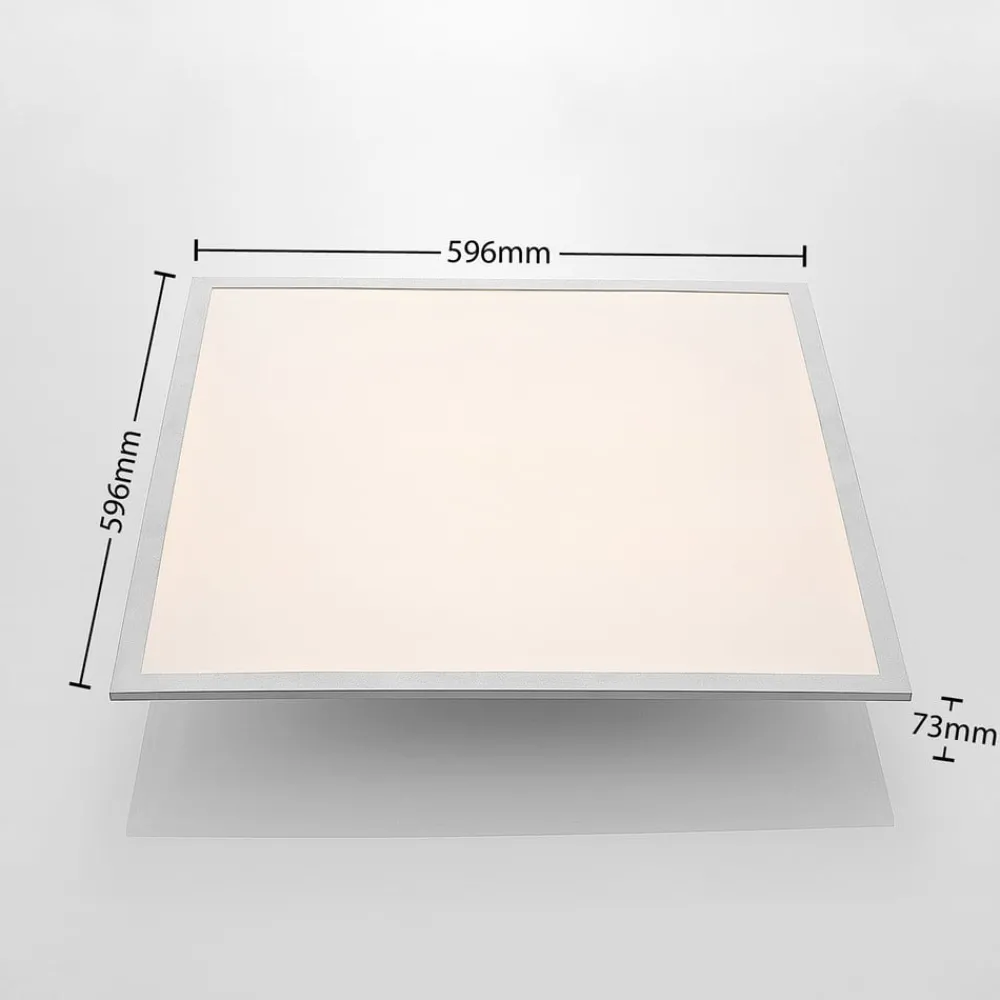 Arbejdsrum/Kontor|Gang ^ Lindby LED-panel Stenley, 4.000 K, 60 cm x 60 cm, sølv/hvid