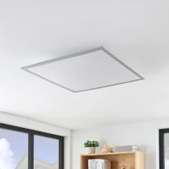 Arbejdsrum/Kontor|Gang ^ Lindby LED-panel Stenley, 4.000 K, 60 cm x 60 cm, sølv/hvid