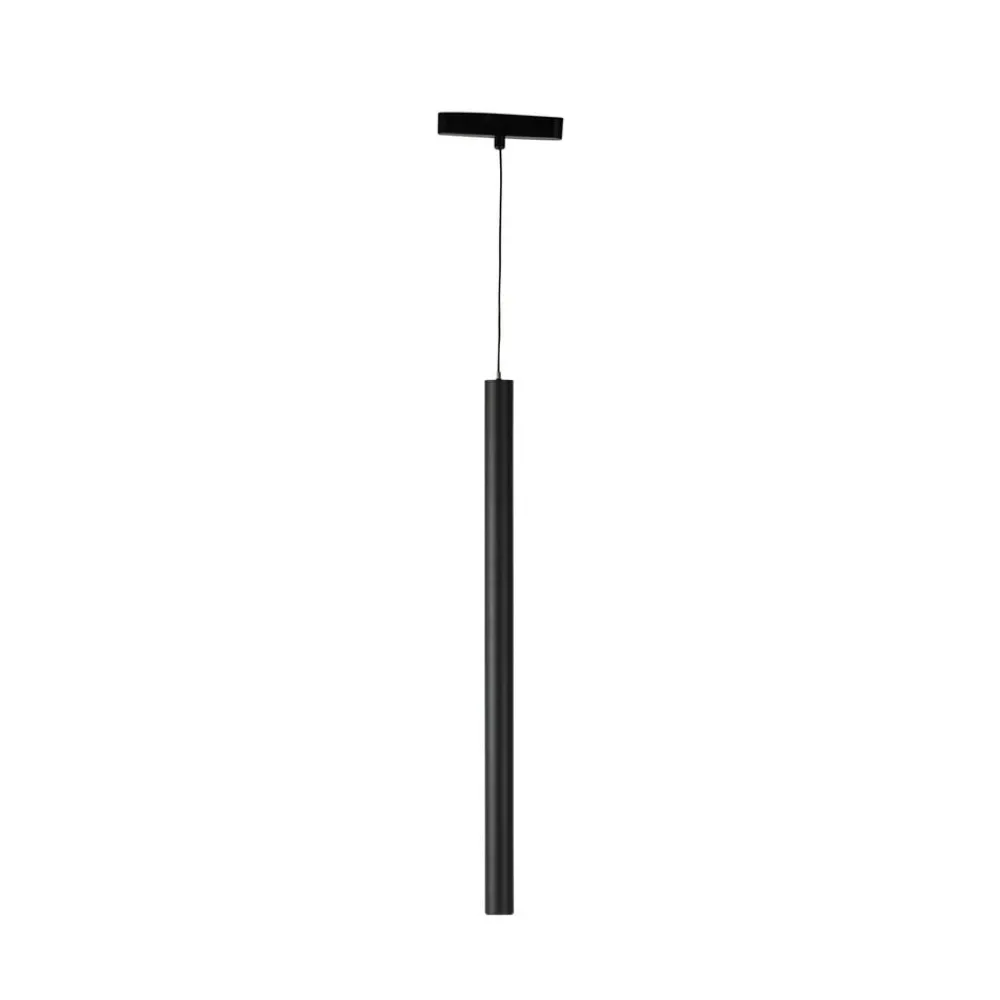 Lindby Skinnesystem > LED-pendellampe Lumaro, sort, Ø3cm,aluminium,48V,dæmpbar