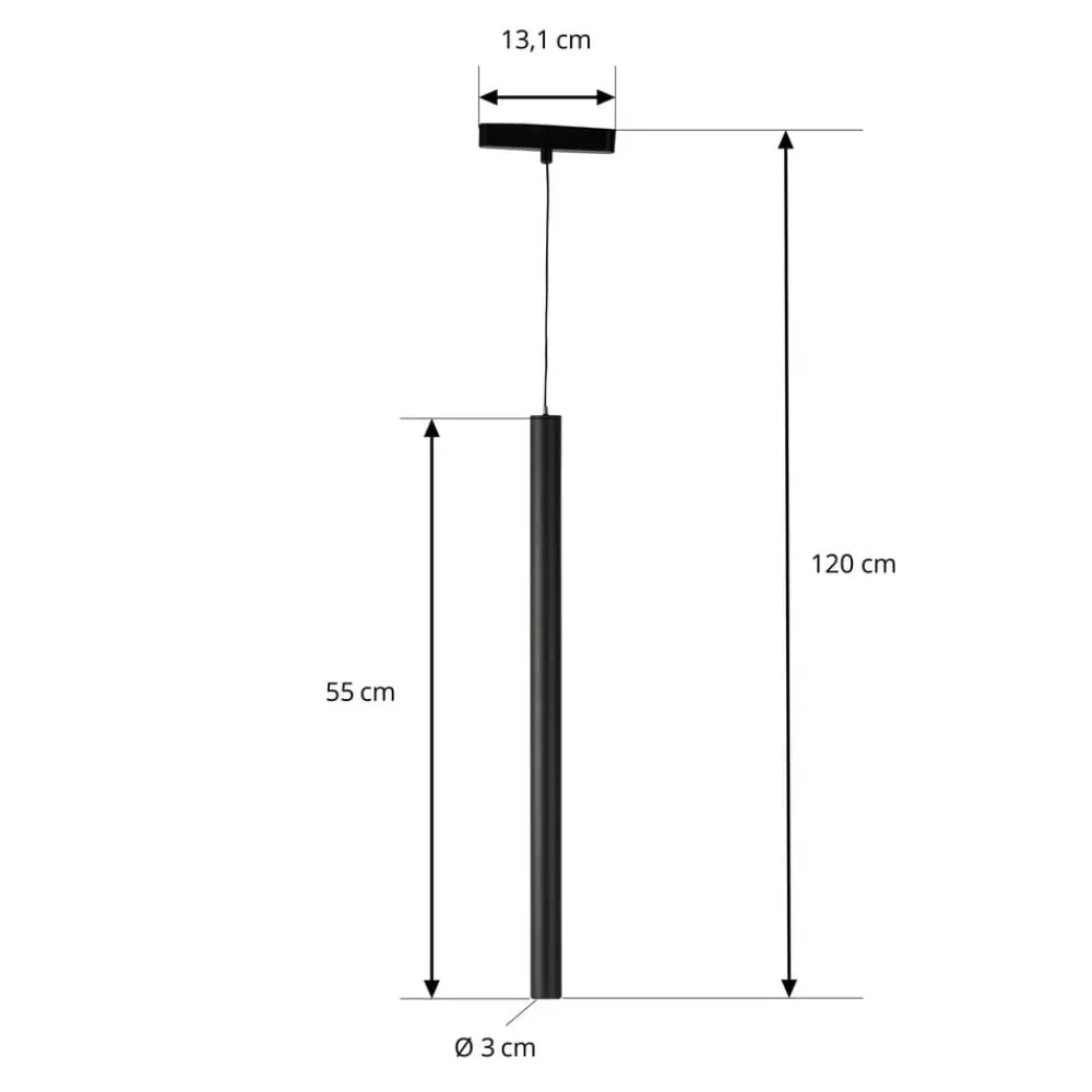 Lindby Skinnesystem > LED-pendellampe Lumaro, sort, Ø3cm,aluminium,48V,dæmpbar
