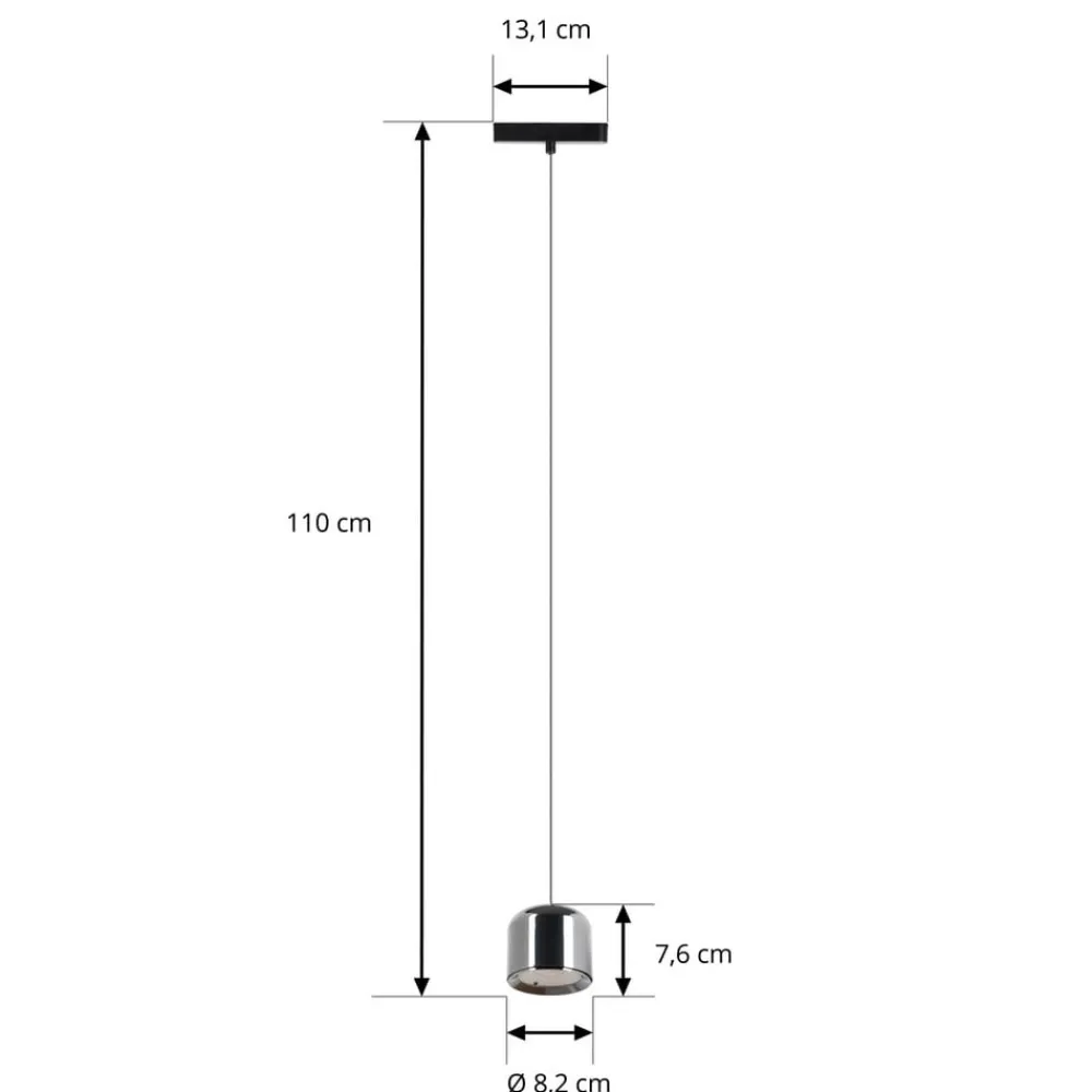 Skinnesystem ^ Lindby LED-pendellampe Lumaro,sort,Ø8,2cm,aluminium,48V,dæmpbar