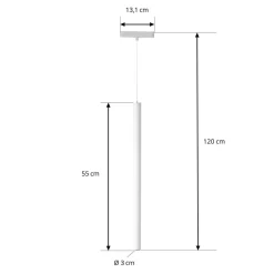Lindby Skinnesystem > LED-pendellampe Lumaro, hvid, Ø 3cm,aluminium,48V,dæmpbar