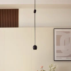 Lindby Skinnesystem > LED-pendellampe Lumaro, sort,Ø6,2 cm,48V,dæmpbar