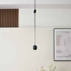 Lindby Skinnesystem > LED-pendellampe Lumaro, sort,Ø6,2 cm,48V,dæmpbar