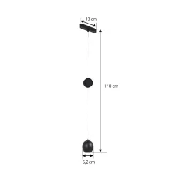 Lindby Skinnesystem > LED-pendellampe Lumaro, sort,Ø6,2 cm,48V,dæmpbar