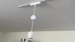 Lindby Skinnesystem > LED-pendellampe Lumaro, hvid, Ø 6,2 cm, 48V, dæmpbar