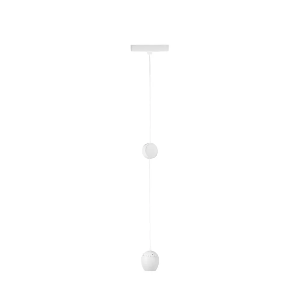 Lindby Skinnesystem > LED-pendellampe Lumaro, hvid, Ø 6,2 cm, 48V, dæmpbar