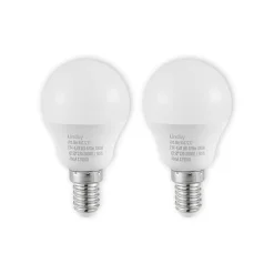 Lindby Led Pærer > LED-pære E14 G45 4,5W 3.000K opal sæt med 2 stk