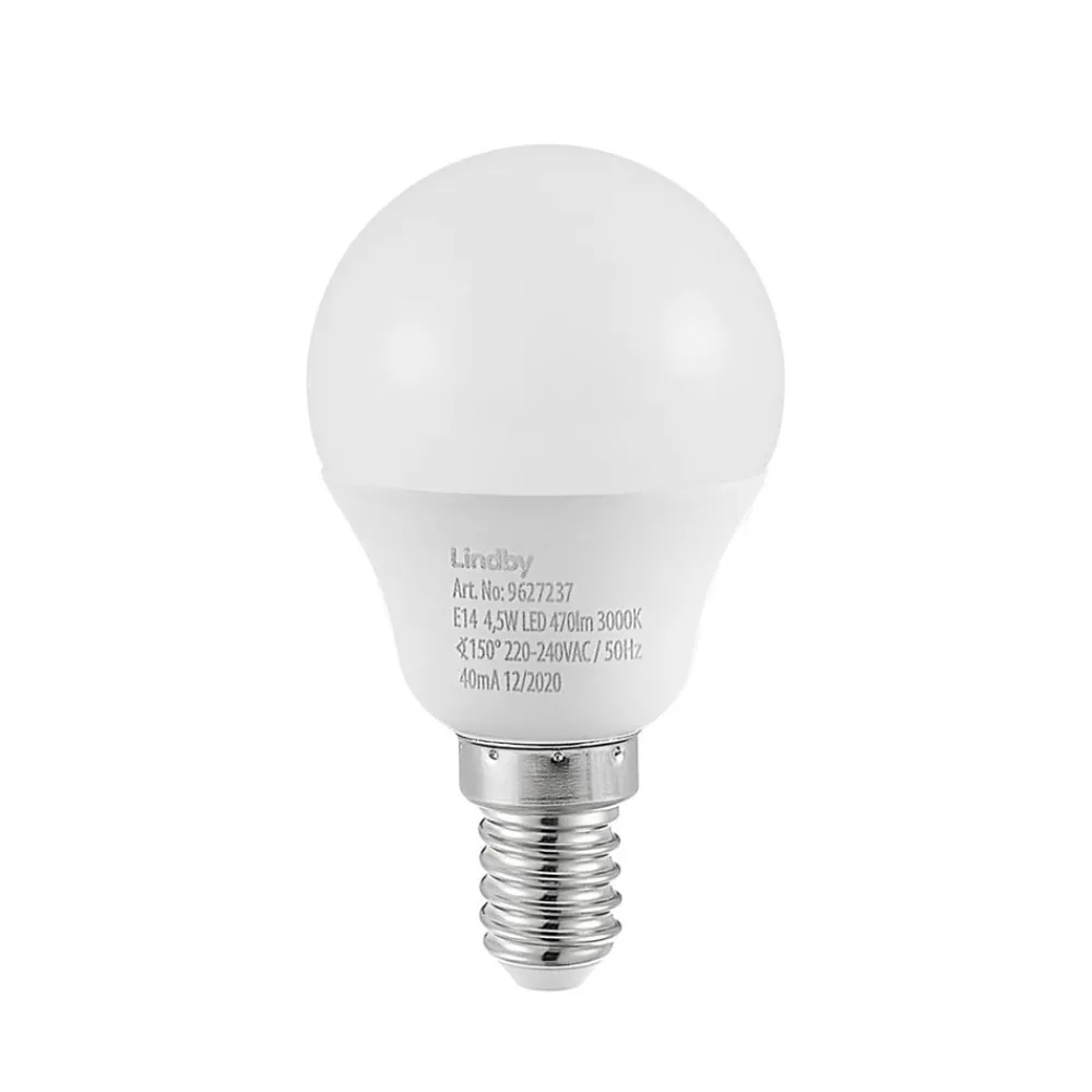 Lindby Led Pærer > LED-pære E14 G45 4,5W 3.000K opal sæt med 2 stk