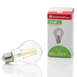 Lindby Filament Pære|Led Pærer > LED-pære, glødetråd, E27, 4W, klar, 2700K