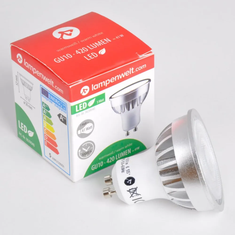 Led Pærer ^ Lindby LED-reflektor GU10 5 W klar 3.000 K 55° sæt med 3 stk