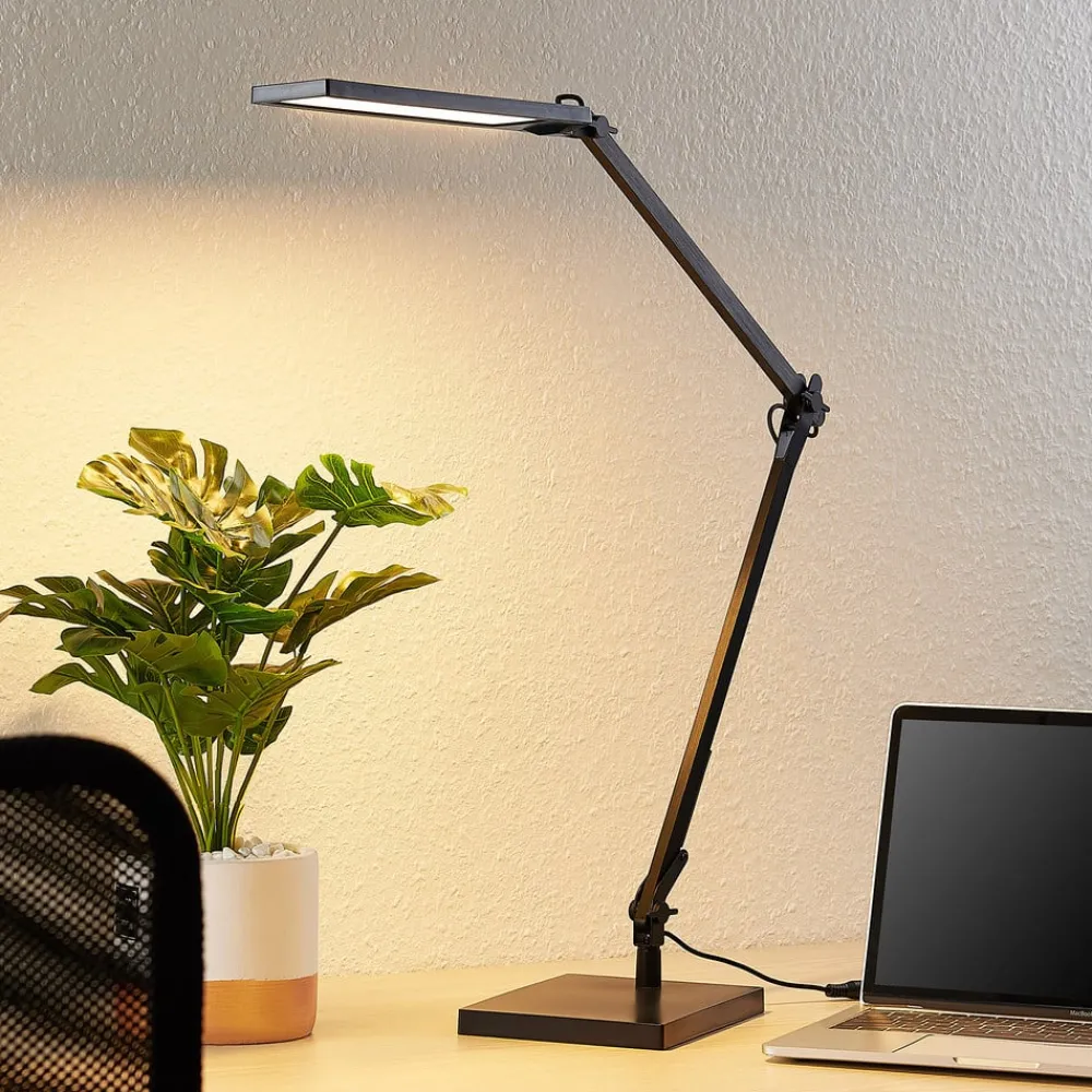 Lindby Arbejdsrum/Kontor|Bordlamper > LED-skrivebordslampe Antisa, sort, CCT, dæmpbar
