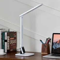Lindby Arbejdsrum/Kontor|Bordlamper > LED-skrivebordslampe Eleni, hvid, CCT, dæmpbar
