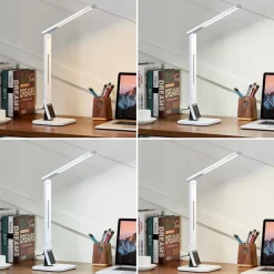 Lindby Arbejdsrum/Kontor|Bordlamper > LED-skrivebordslampe Eleni, hvid, CCT, dæmpbar