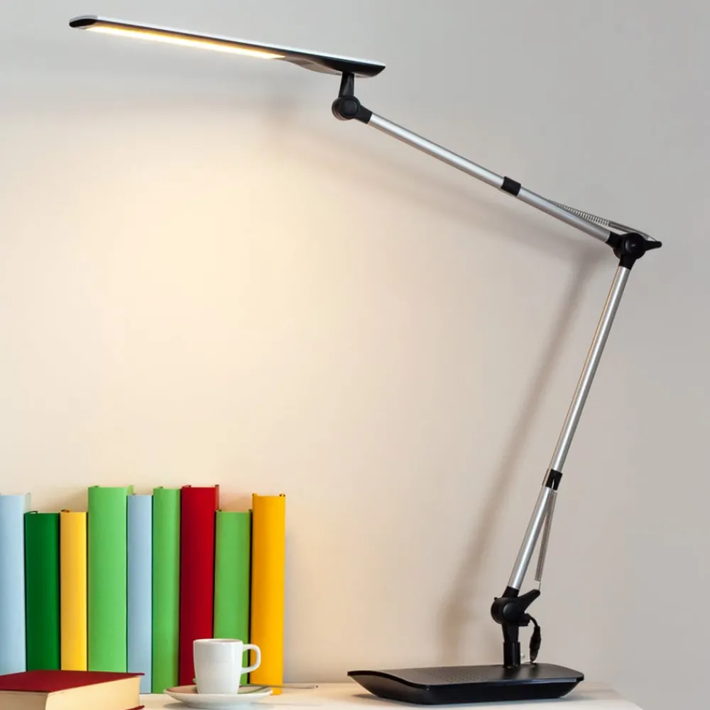 Arbejdsrum/Kontor|Bordlamper ^ Lindby LED-skrivebordslampe Felipe, sort, klemmefod