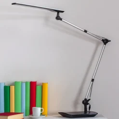 Arbejdsrum/Kontor|Bordlamper ^ Lindby LED-skrivebordslampe Felipe, sort, klemmefod