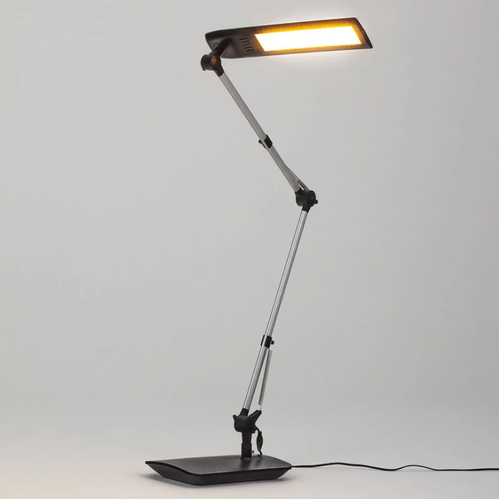 Arbejdsrum/Kontor|Bordlamper ^ Lindby LED-skrivebordslampe Felipe, sort, klemmefod