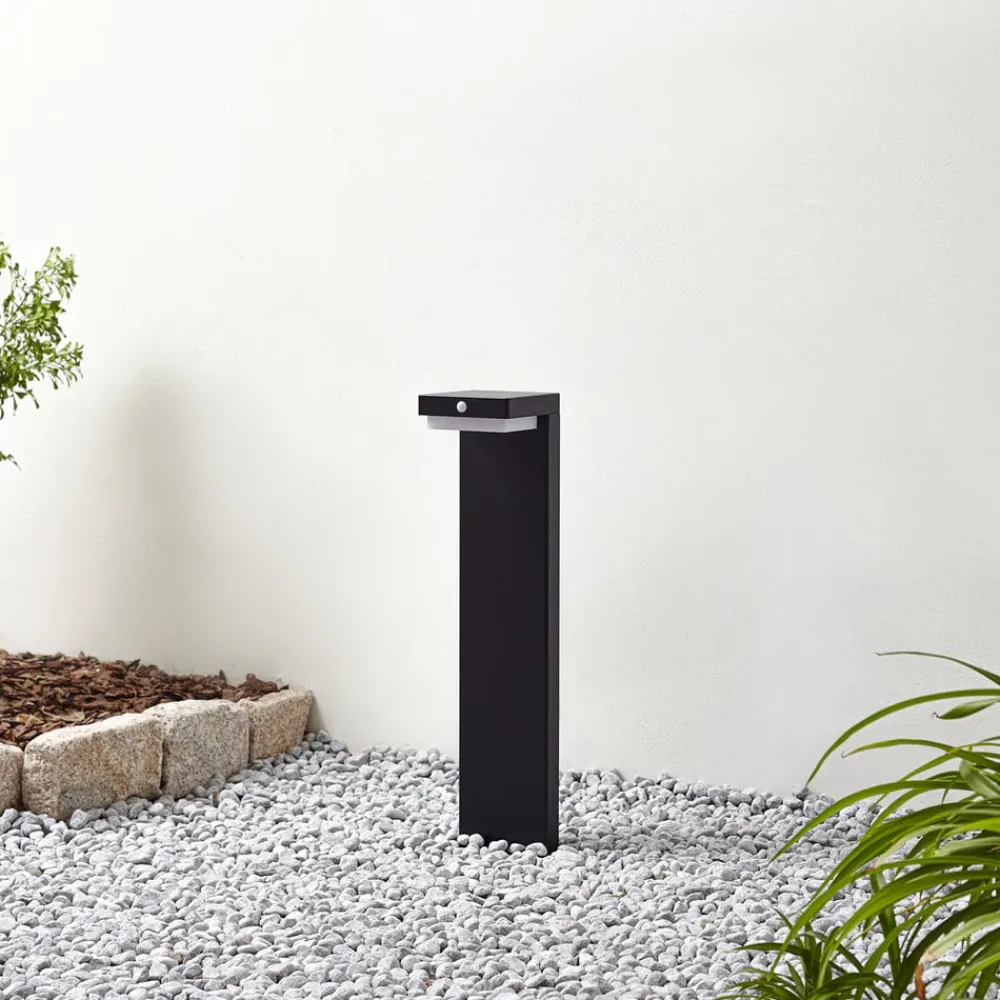 Solcelle Lampe Med Sensor|Sokkellamper Med Sensor ^ Lindby LED-sokkellampe Eleazar, sort, aluminium, sensor