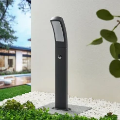Lindby Sokkellamper Med Sensor|Gadebelysning Med Sensor > LED-sokkellampe Moshe, 60 cm, antracit, sensor