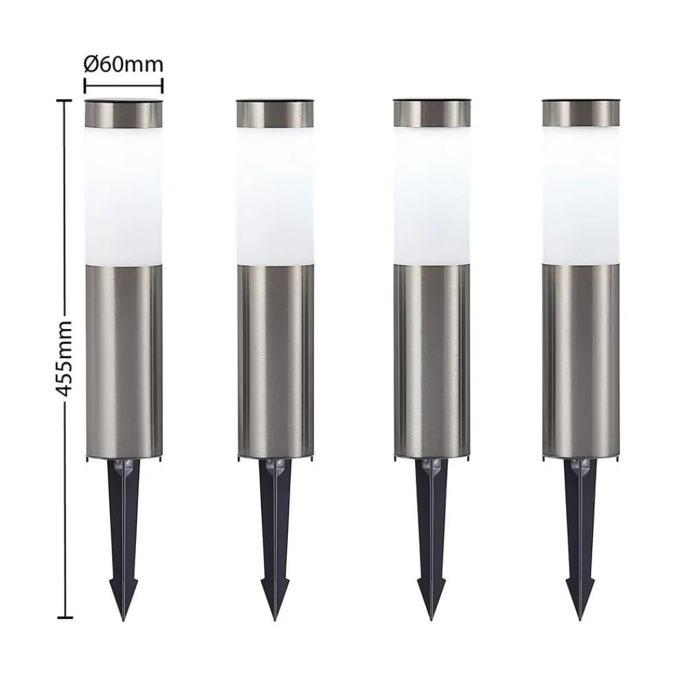 Lindby Solcellelamper|Sokkellamper > LED-sokkellampe, sæt med 4, jordspyd, 31 cm, IP44