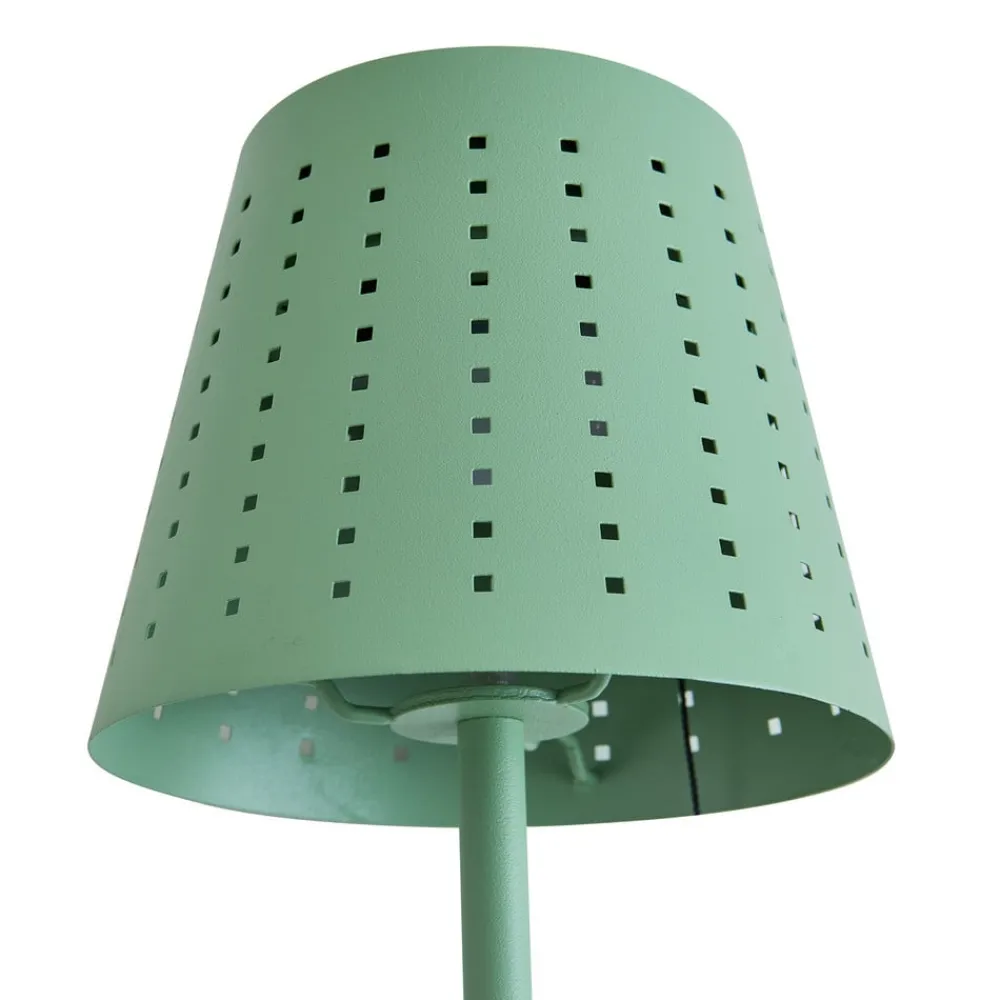 Lindby Dekorationsbelysning|Terrassebelysning > LED-solcellebordlampe Hilario, grøn, jern, genopladeligt batteri