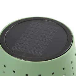 Solcellelamper ^ Lindby LED-solcellegulvlampe Hilario, grøn, jern, genopladeligt batteri