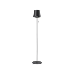 Solcellelamper ^ Lindby LED-solcellegulvlampe Hilario, sort, jern, genopladeligt batteri