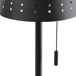 Solcellelamper ^ Lindby LED-solcellegulvlampe Hilario, sort, jern, genopladeligt batteri