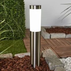 Lindby Solcellelamper|Terrassebelysning > LED-solcellelampe Aleeza, 61 cm, stål, jordspyd