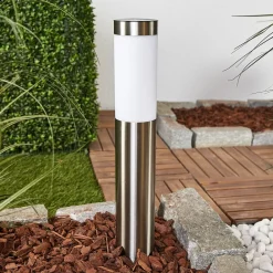 Lindby Solcellelamper|Terrassebelysning > LED-solcellelampe Aleeza, 61 cm, stål, jordspyd