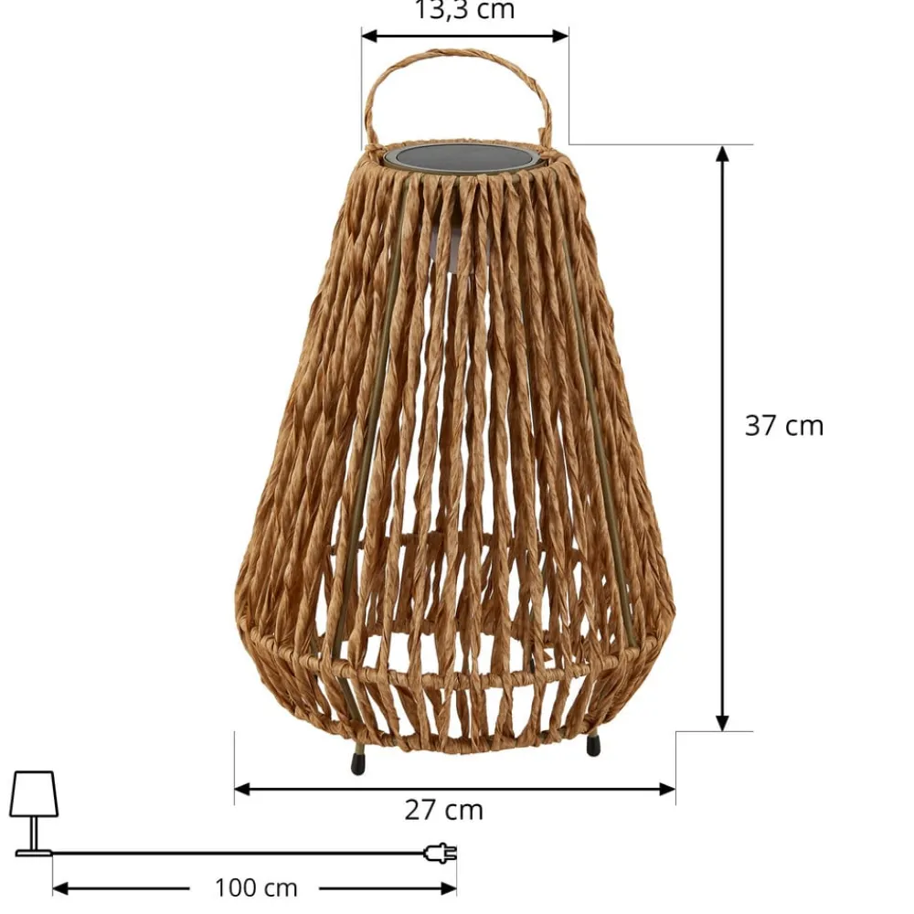 Lindby Dekorationsbelysning|Solcellelamper > LED-solcellelampe Amaria, rattan, lys, Ø 27 cm