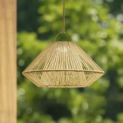 Lindby Udendørs Pendellamper|Solcellelamper > LED-solcellelampe Austas, beige, Ø 50 cm, USB, IP54