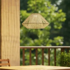 Lindby Udendørs Pendellamper|Solcellelamper > LED-solcellelampe Austas, beige, Ø 50 cm, USB, IP54