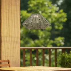 Lindby Udendørs Pendellamper|Solcellelamper > LED-solcellelampe Austas, grå, Ø 50 cm, USB, IP54