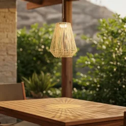 Lindby Udendørs Pendellamper|Solcellelamper > LED-solcellelampe Austas, beige, Ø 32 cm, USB, IP54