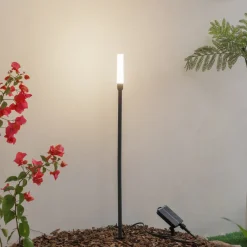 Solcellelamper|Udendørs Spot ^ Lindby LED-solcellelampe Balian, sort, aluminium, 3.000 K