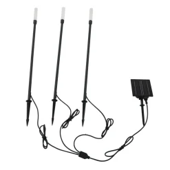 Lindby Dekorationsbelysning|Solcellelamper > LED-solcellelampe Balian, sæt med 3, sort, aluminium, 3000K