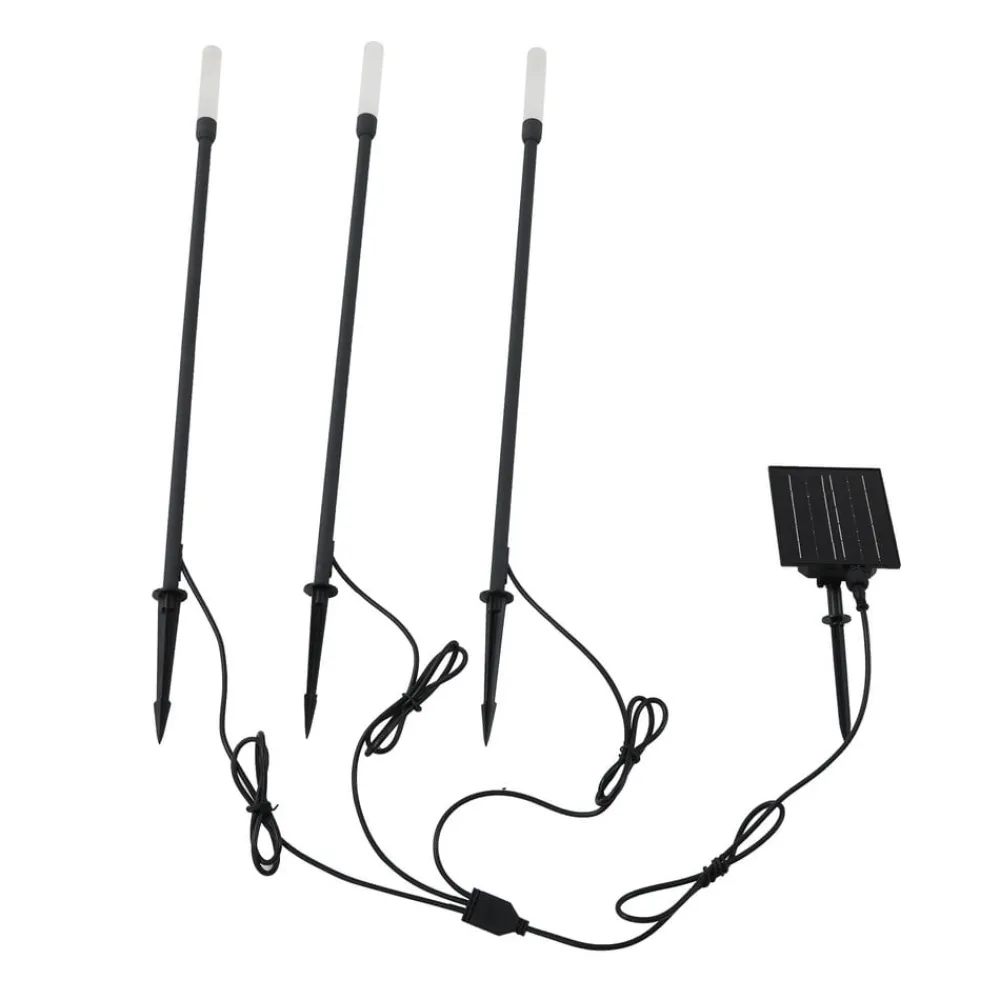 Lindby Dekorationsbelysning|Solcellelamper > LED-solcellelampe Balian, sæt med 3, sort, aluminium, 3000K