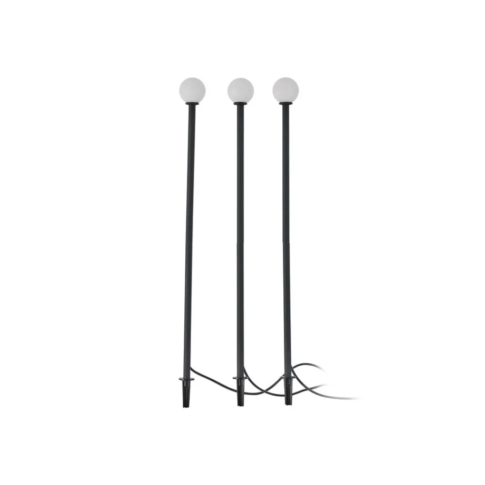 Lindby Solcellelamper|Udendørs Spot > LED-solcellelampe Brindley, sæt med 3, sort, glas