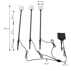 Lindby Solcellelamper|Udendørs Spot > LED-solcellelampe Brindley, sæt med 3, sort, glas