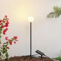 Dekorationsbelysning|Solcellelamper ^ Lindby LED-solcellelampe Brindley, sort, glas, IP65