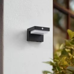 Lindby Solcelle Lampe Med Sensor|Væglampe Med Sensor > LED solcellelampe Eleazar, sort, sensor, dæmpbar