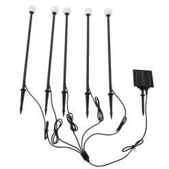 Lindby Solcellelamper|Udendørs Spot > LED-solcellelampe Freydis, sæt med 5, sort, 2.000 K