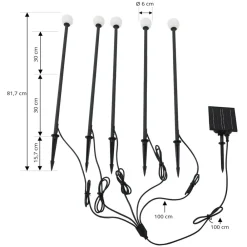 Lindby Solcellelamper|Udendørs Spot > LED-solcellelampe Freydis, sæt med 5, sort, 2.000 K