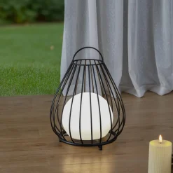 Lindby Dekorationsbelysning|Solcellelamper > LED-solcellelampe Kelda, sort, metal, 38 cm, dæmpbar.