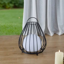 Lindby Dekorationsbelysning|Solcellelamper > LED-solcellelampe Kelda, sort, metal, 38 cm, dæmpbar.