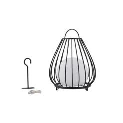 Lindby Dekorationsbelysning|Solcellelamper > LED-solcellelampe Kelda, sort, metal, 38 cm, dæmpbar.