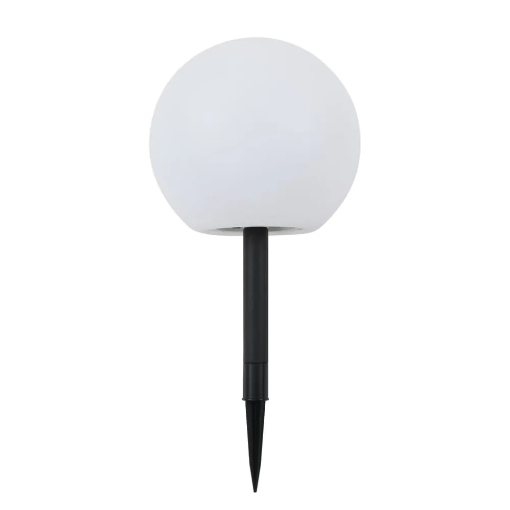 Lindby Dekorationsbelysning|Solcellelamper > LED-solcellelampe Lago, Ø 25 cm, kugle, jordspyd, hvid